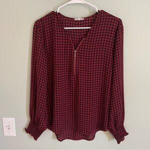 Maurices Red and Black Buffalo Plaid Blouse Size S